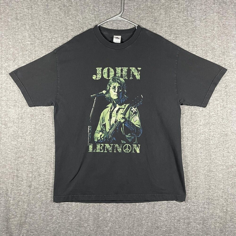 VTG John Lennon Shirt Mens XL Black Alstyle Graphic Rock Band Music T-Shirt Tee